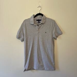 Tommy Hilfiger L Slim Fit Stretch short sleeve polo gray preppy classic solid